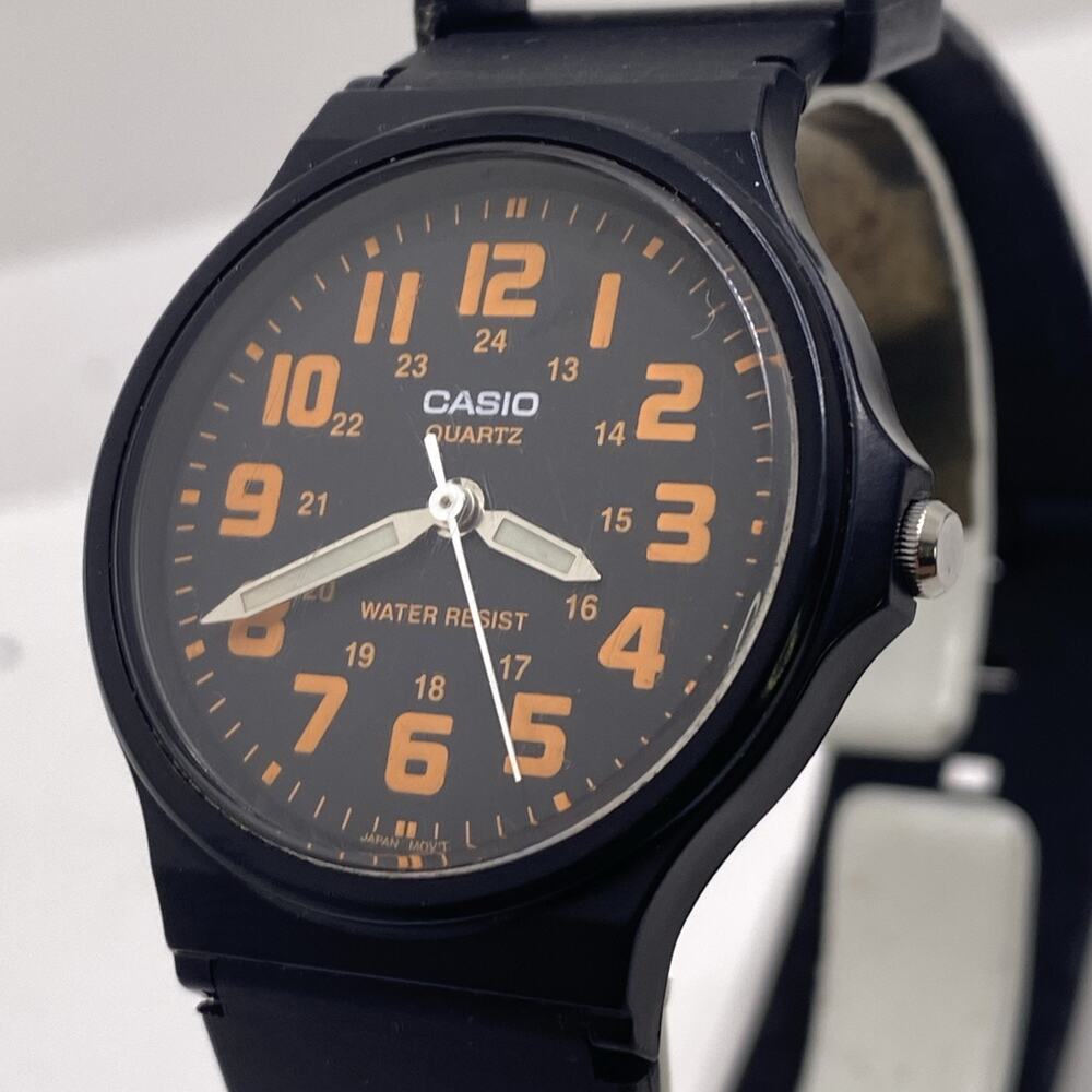 Casio Unisex Orange And Black Military Time Watch Works New Battery